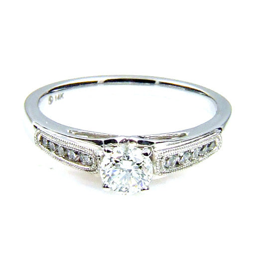 Natural .50ct Diamond Eng Only 14KT White Gold by Bids.com
