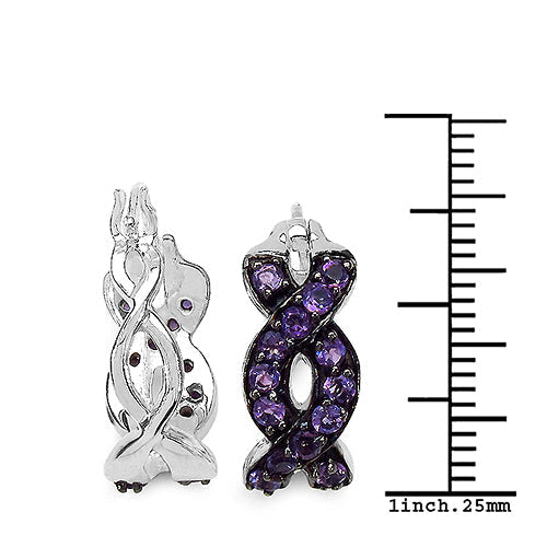 0.70 Carat Genuine Amethyst .925 Sterling Silver Earrings  DestGlow