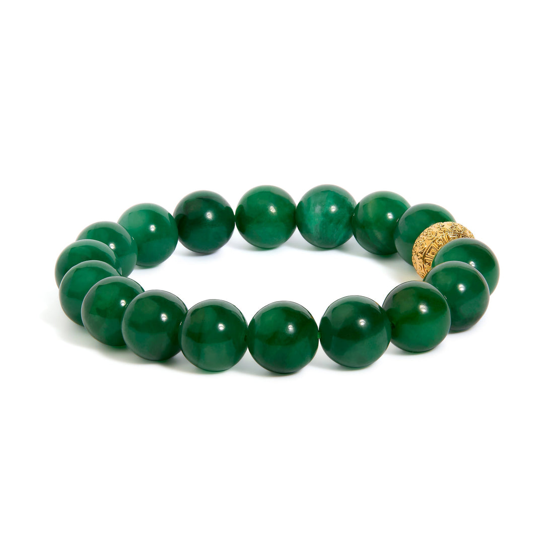 18K Yellow Gold Aventurine Beaded Charm Bracelet  DestGlow