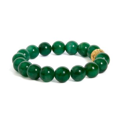18K Yellow Gold Aventurine Beaded Charm Bracelet