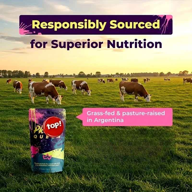 Primal Queen Beef Organ Superfood - 30 Day Refill，Female-Optimized Beef Organ Superfood Supplement (Beef Liver, Kidney, Heart, &amp; 3 More) - 100% Grass Fed, Pasture Raised Cattle - Balance Hormones, Energy, &amp; More for Women