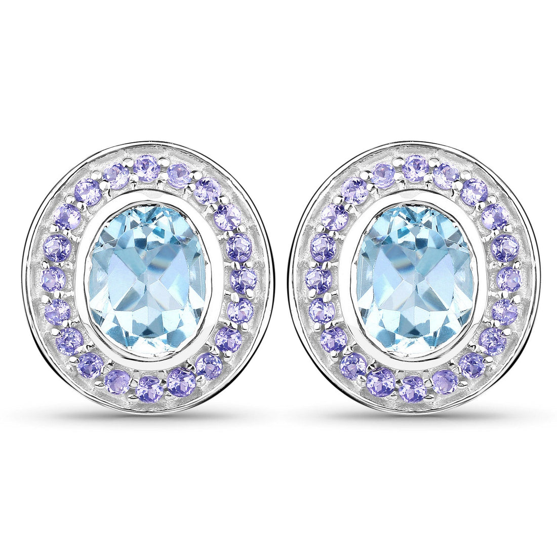 6.30 Carat Genuine Blue Topaz and Tanzanite .925 Sterling Silver Earrings by Bids.com
