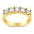 14K Yellow Gold Plated .925 Sterling Silver 1.0 Cttw Shared Prong-set Round Diamond 5 Stone Band Ring (J-K Color, I1-I2 Clarity) - Size 7 by Bids.com