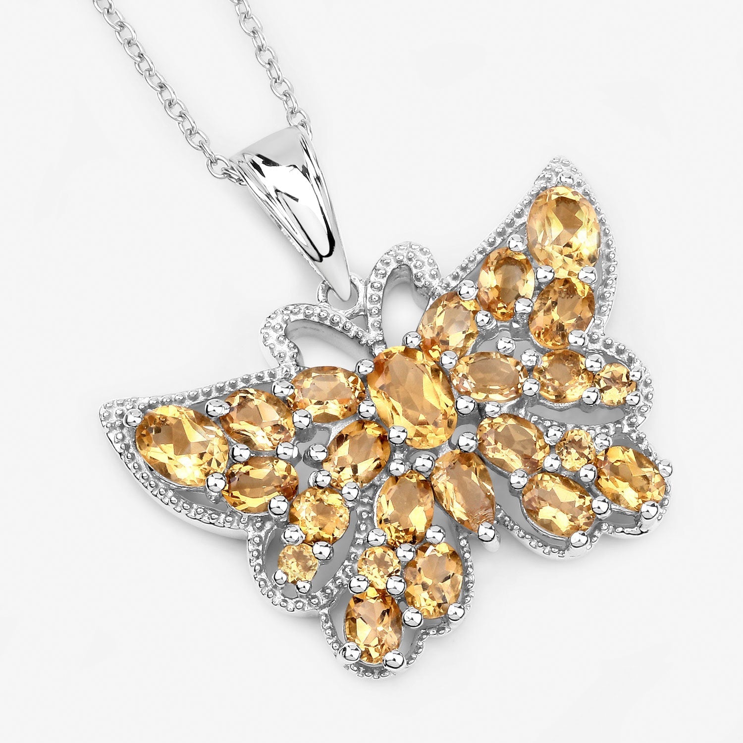 3.89 Carat Genuine Citrine .925 Sterling Silver Pendant  DestGlow