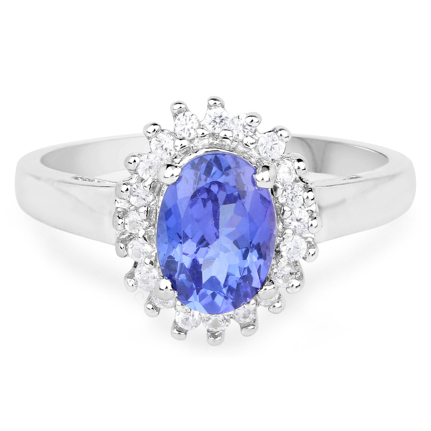 1.45 Carat Genuine Tanzanite and White Zircon .925 Sterling Silver Ring by Bids.com
