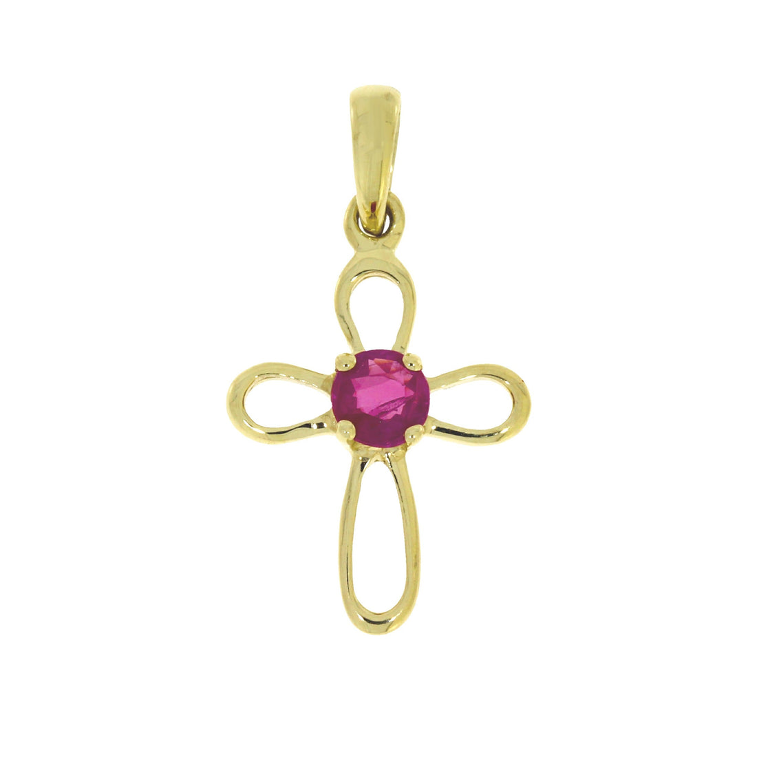 .18ct Ruby Cross Religious Pendant 10KT Yellow Gold by Bids.com