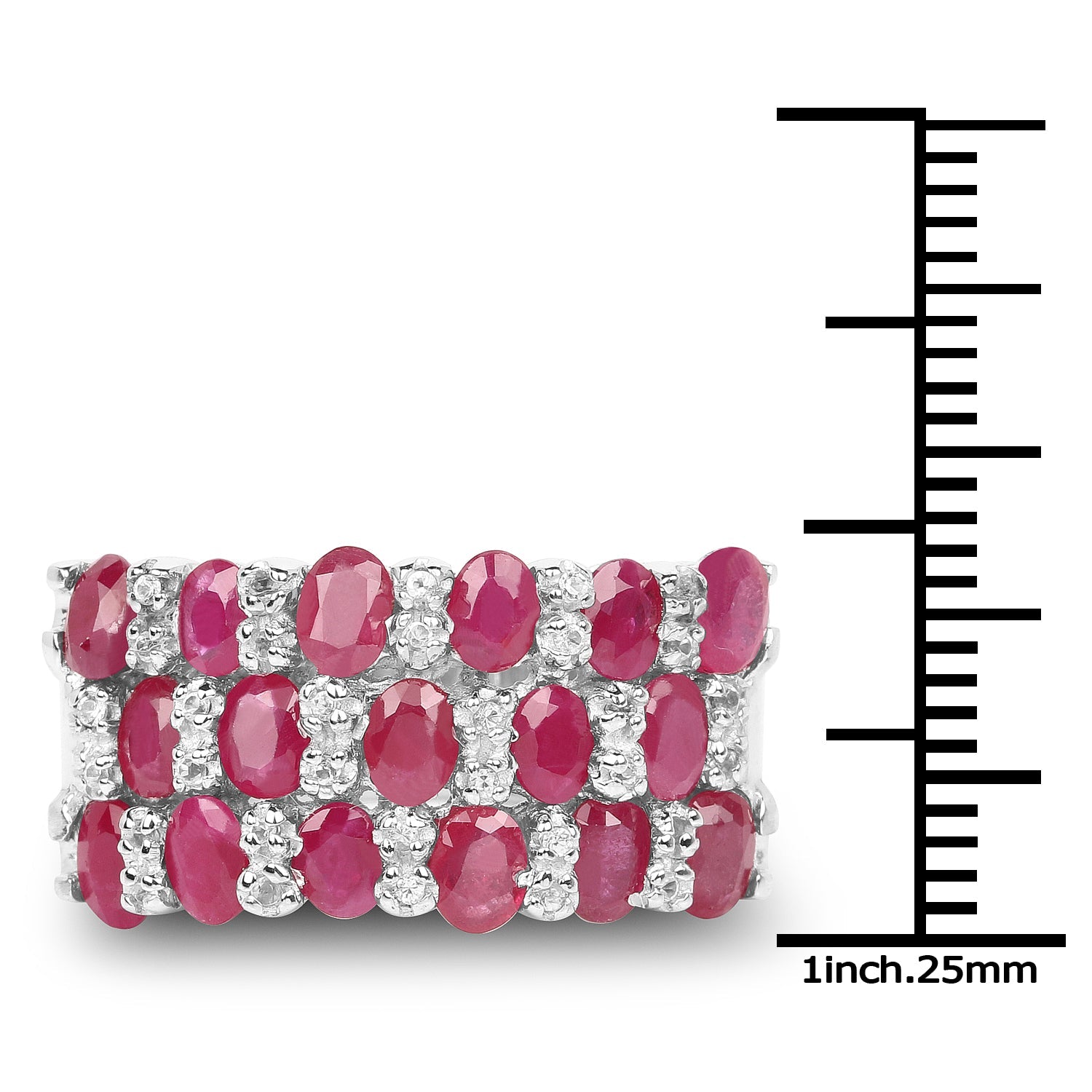 3.69 Carat Genuine Ruby and White Topaz .925 Sterling Silver Ring by Bids.com