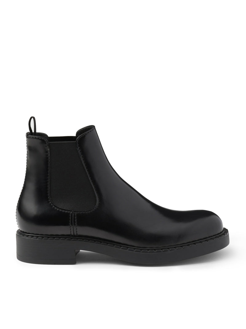 Prada Men Brushed Leather Chelsea Boots by Luosophy
