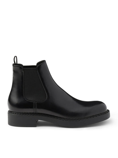 Prada Men Brushed Leather Chelsea Boots by Luosophy