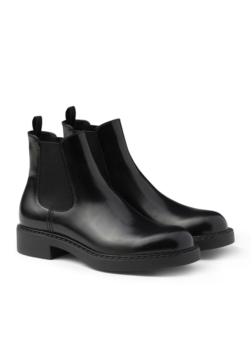 Prada Men Brushed Leather Chelsea Boots by Luosophy