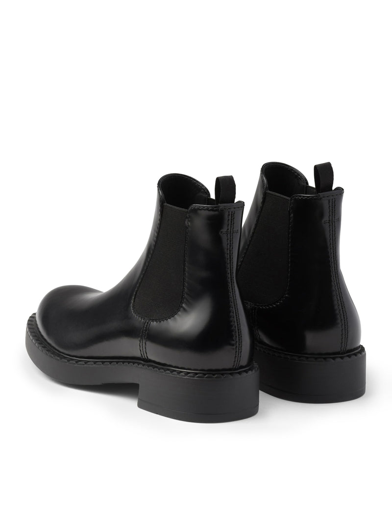 Prada Men Brushed Leather Chelsea Boots by Luosophy