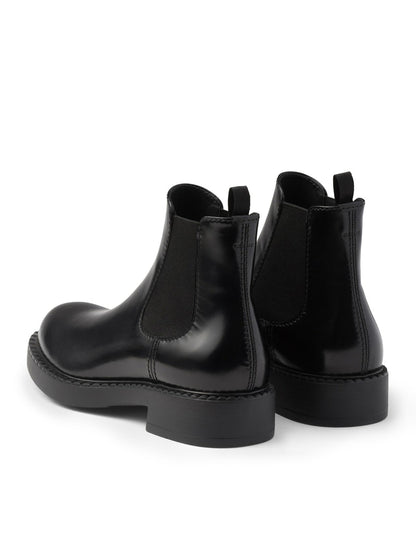 Prada Men Brushed Leather Chelsea Boots by Luosophy
