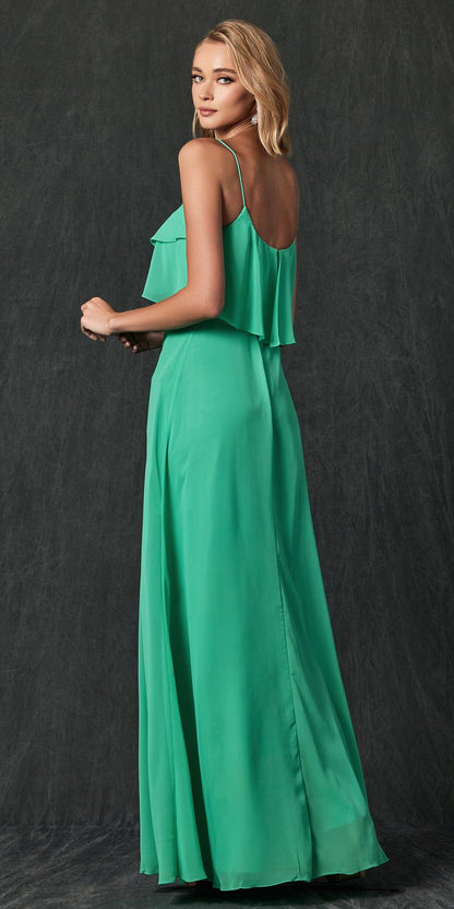 Juliet 591 Long Bridesmaid Dress Ruffled Bodice by DiscountDressShop