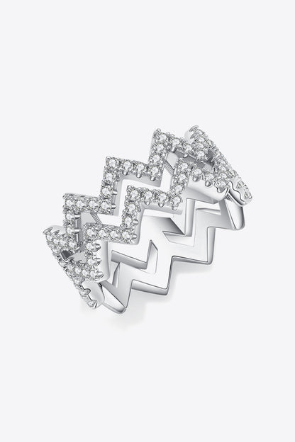 Adored Sparkala™ Zigzag Stacking Rings (Platinum Over Pure Sterling Silver) - DestGlow