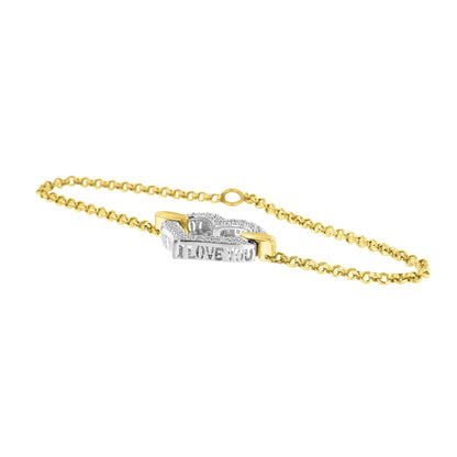 10K Two Tone Gold 1/4 Cttw Diamond Encrusted Heart Charm 7" Bracelet (H-I Color, I1-I2 Clarity) by Bids.com
