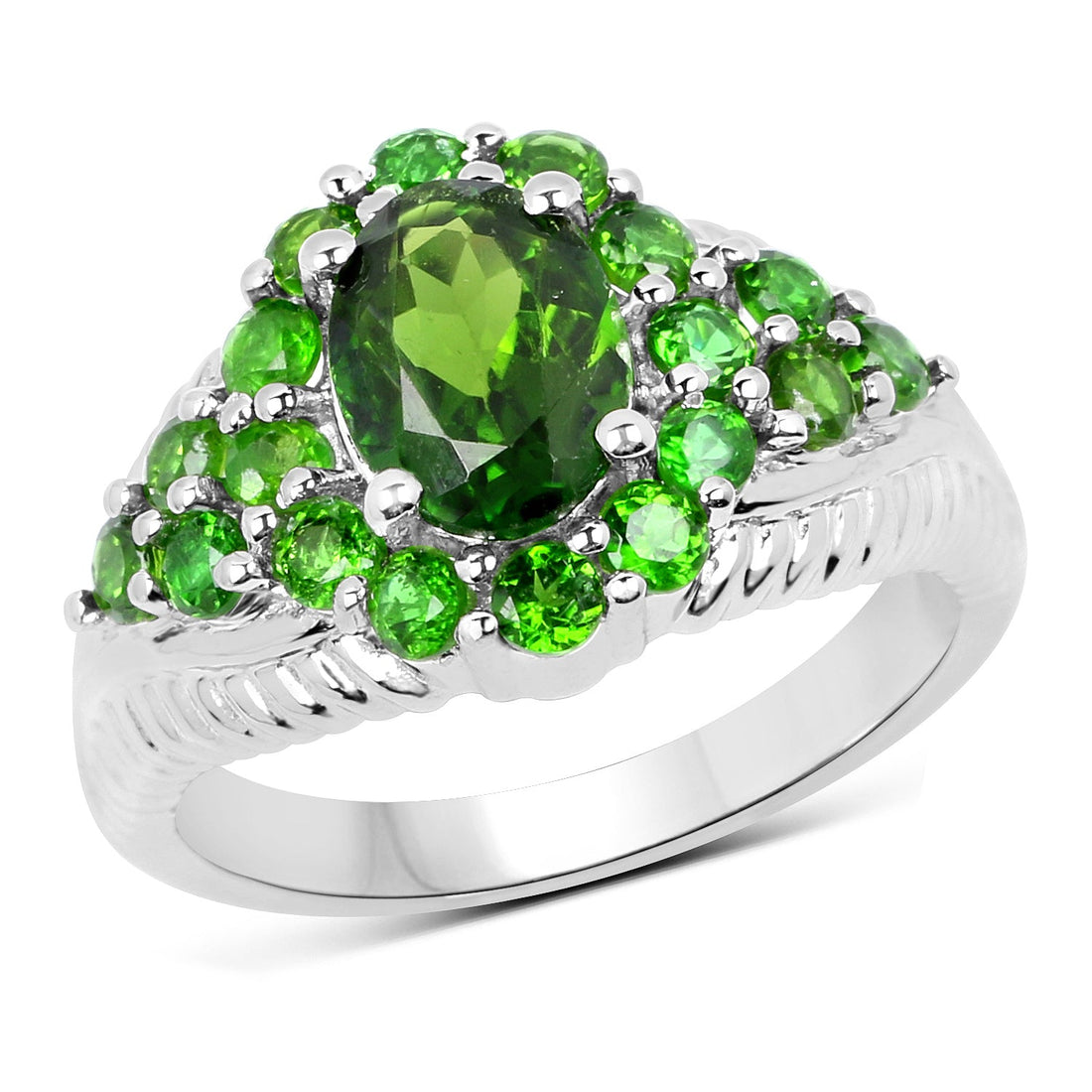 2.28 Carat Genuine Chrome Diopside .925 Sterling Silver Ring by Bids.com