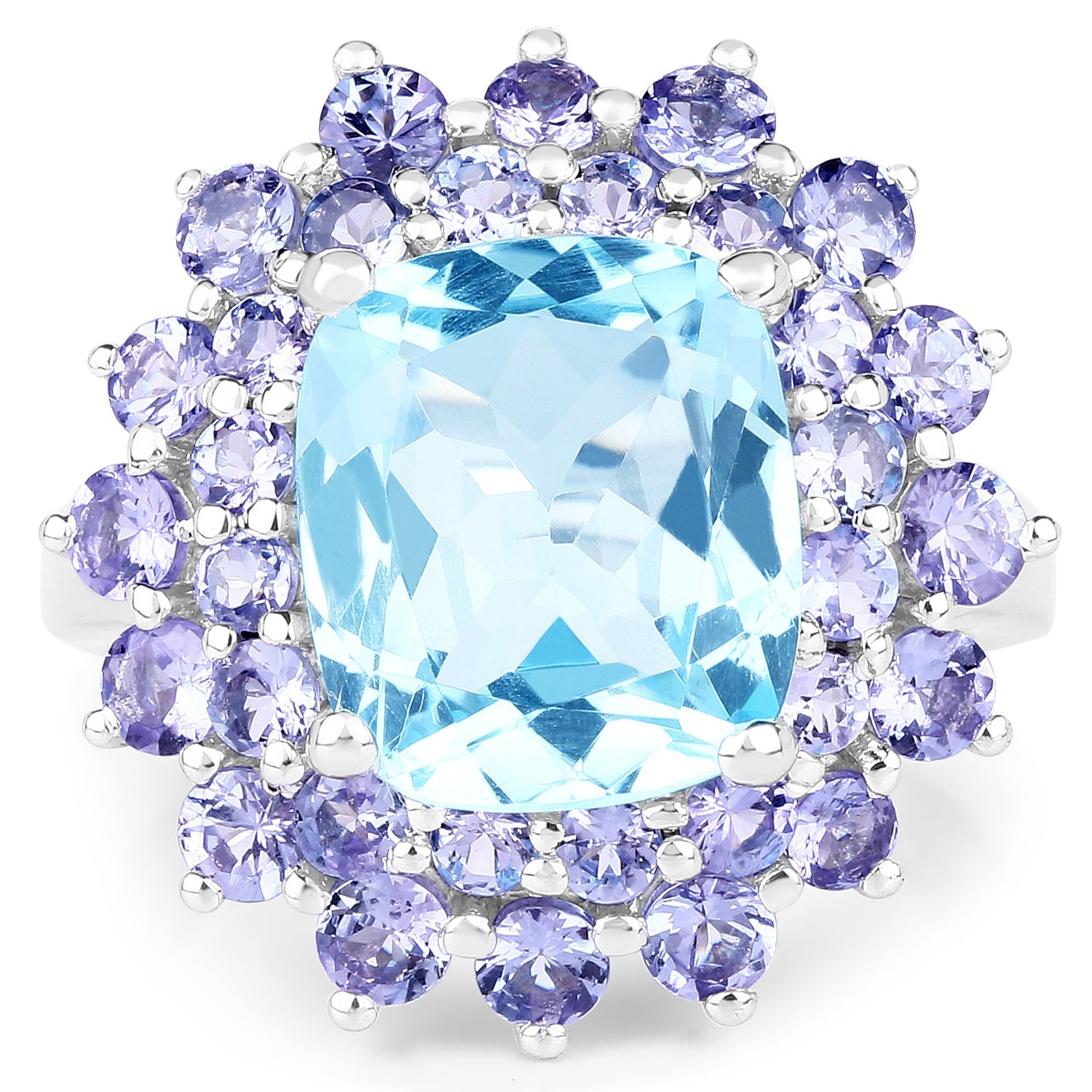 11.22 Carat Genuine Blue Topaz and Tanzanite .925 Sterling Silver Ring by Bids.com