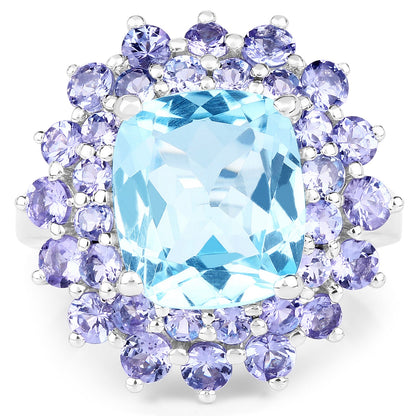 11.22 Carat Genuine Blue Topaz and Tanzanite .925 Sterling Silver Ring by Bids.com