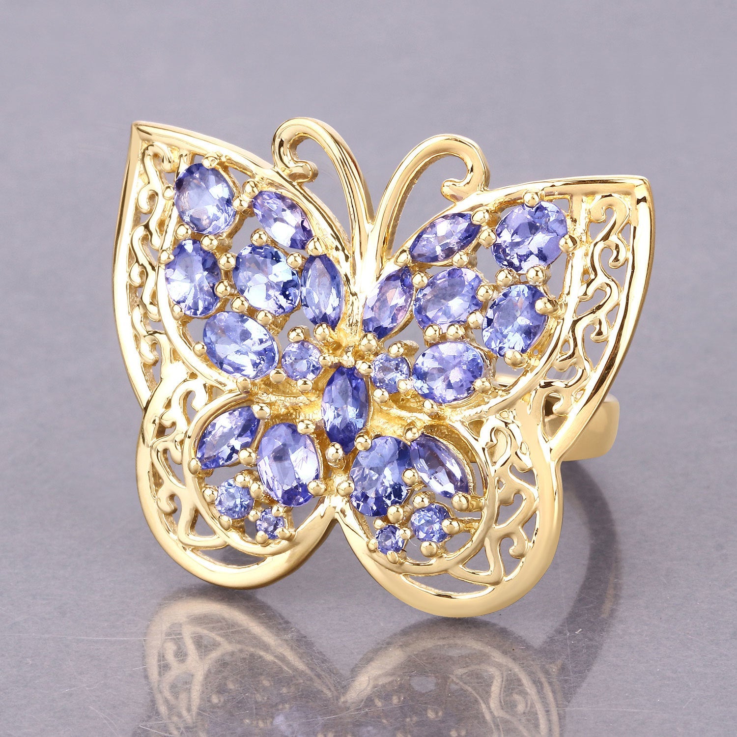 2.50 Carat Genuine Tanzanite .925 Sterling Silver Ring by Bids.com