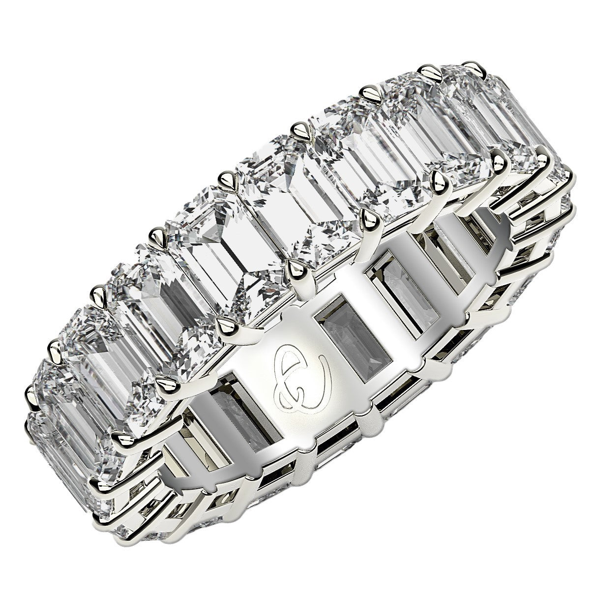 Emerald Cut Lab Grown Diamond Eternity Ring in 14k White Gold (7 cttw FG/VS2)  DestGlow