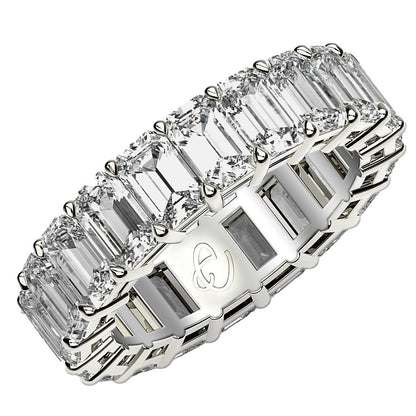 Emerald Cut Lab Grown Diamond Eternity Ring in 14k White Gold (7 cttw FG/VS2)  DestGlow