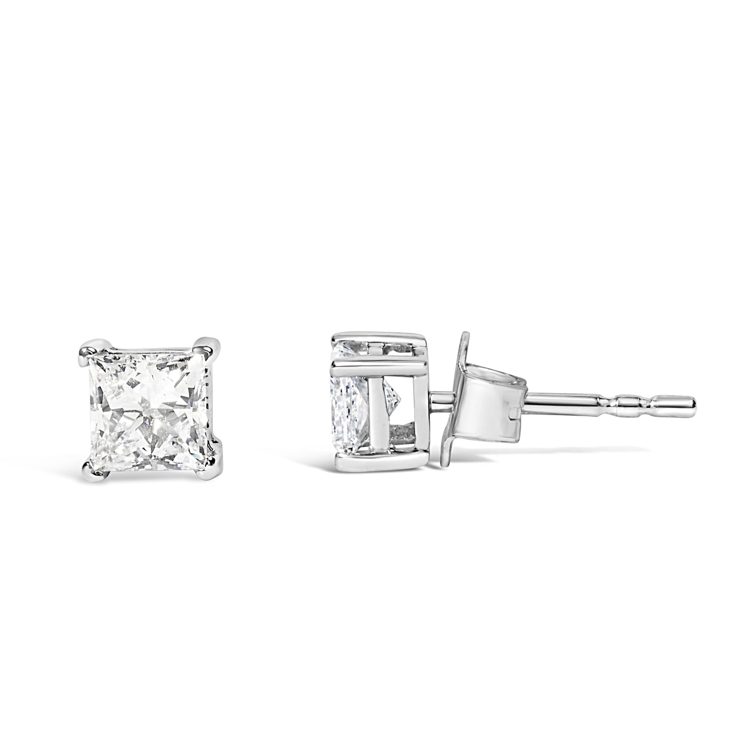 14K White Gold 3/8 Cttw Lab Grown Princess-Cut Diamond 4-Prong Solitaire Stud Earrings (VS1-VS2 Clarity, F-G Color) by Bids.com