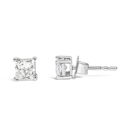 14K White Gold 3/8 Cttw Lab Grown Princess-Cut Diamond 4-Prong Solitaire Stud Earrings (VS1-VS2 Clarity, F-G Color) by Bids.com
