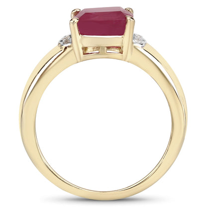 3.44 Carat Glass Filled Ruby and White Topaz .925 Sterling Silver Ring by Bids.com