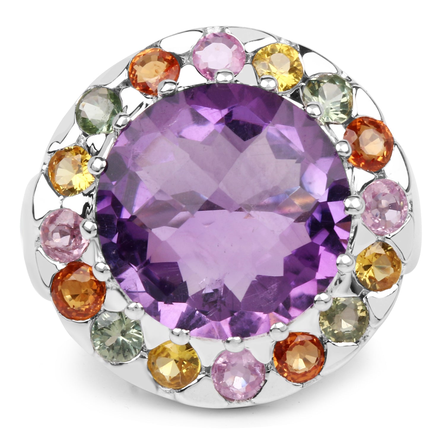 10.16 Carat Genuine Multi Stone .925 Sterling Silver Ring by Bids.com