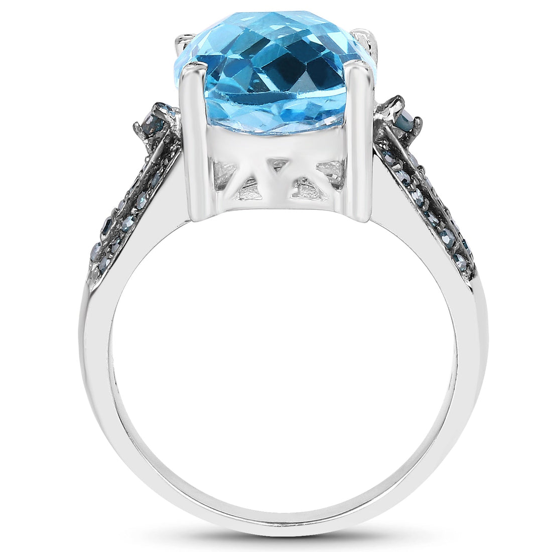 5.51 Carat Genuine Baby Swiss Blue Topaz and Blue Diamond .925 Sterling Silver Ring by Bids.com