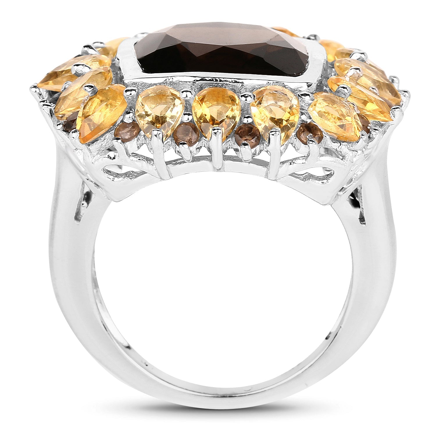 9.16 Carat Genuine Smoky Quartz &amp; Citrine .925 Sterling Silver Ring by Bids.com