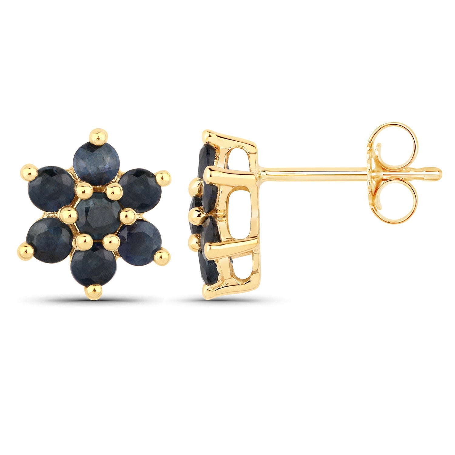 0.84 Carat Genuine Blue Sapphire 10K Yellow Gold Earrings  DestGlow