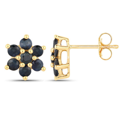 0.84 Carat Genuine Blue Sapphire 10K Yellow Gold Earrings  DestGlow