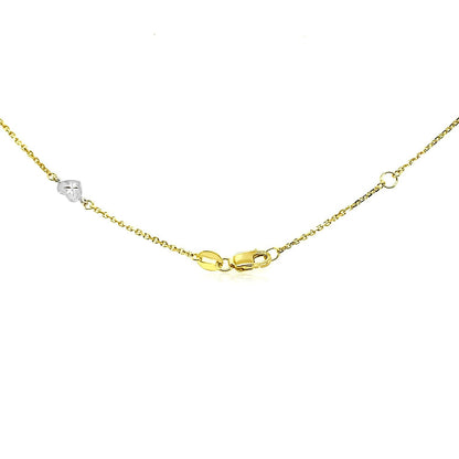 14k Two Tone Gold Anklet with Diamond Cut Heart Style Stations by Bids.com