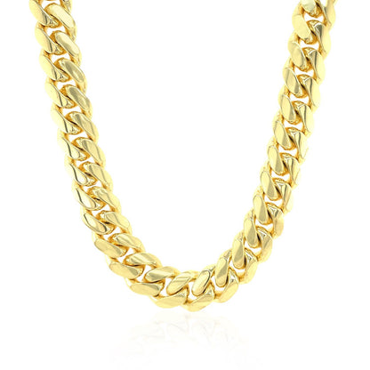 9.25mm 14k Yellow Gold Classic Miami Cuban Solid Chain by Bids.com