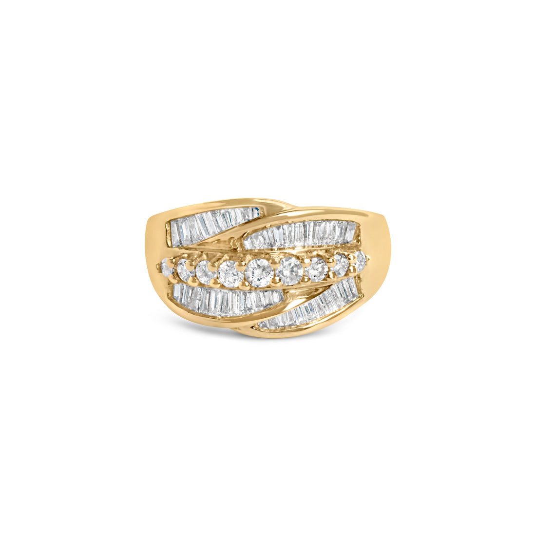 14K Yellow Gold 1.00 Cttw Diamond Cocktall Cluster 5 Stone Ring (H-I Color, SI1-I1 Clarity) - Ring Size 7 by Bids.com
