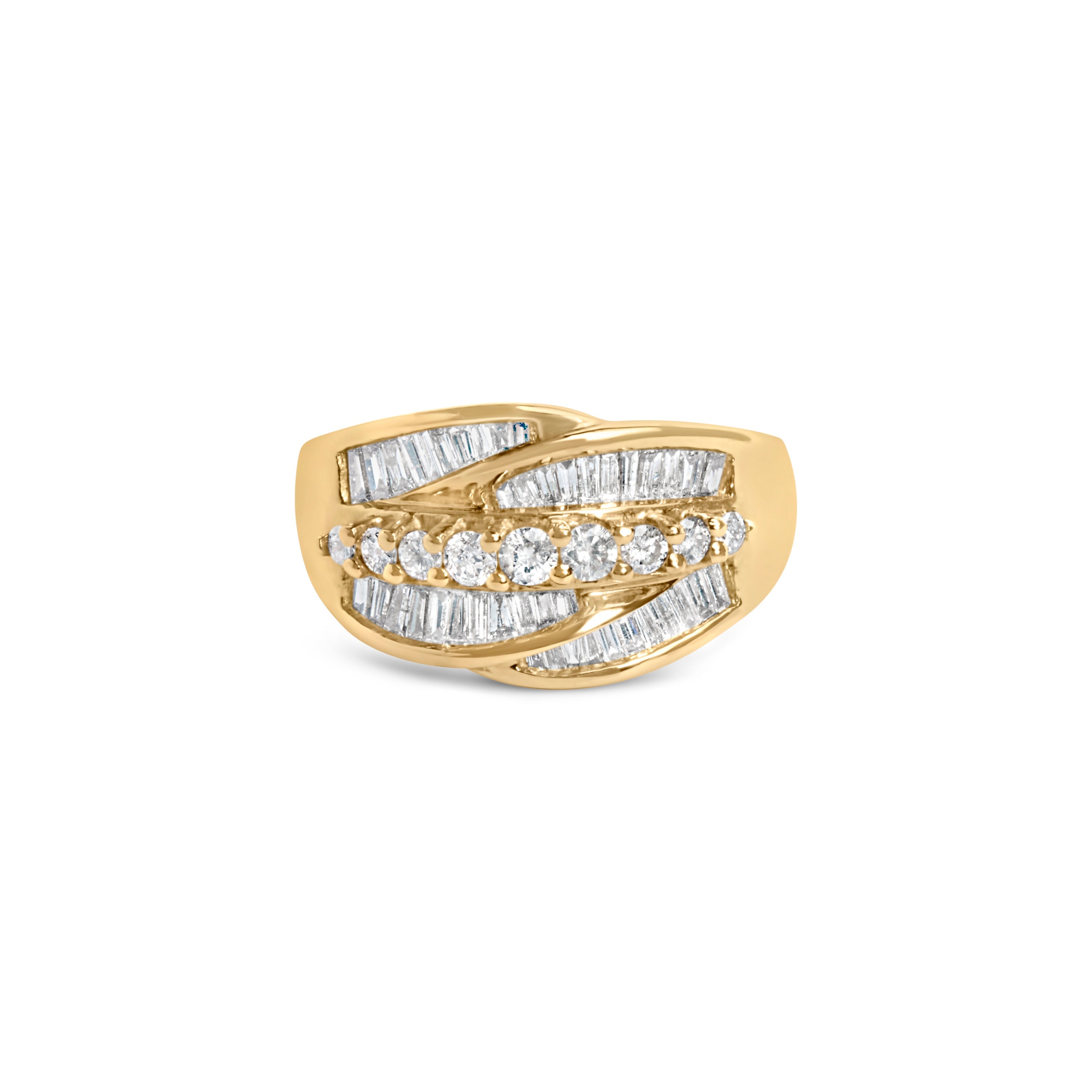 14K Yellow Gold 1.00 Cttw Diamond Cocktall Cluster 5 Stone Ring (H-I Color, SI1-I1 Clarity) - Ring Size 7 by Bids.com