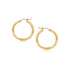 14k Yellow Gold Fancy Diamond Cut Slender Small Hoop Earrings (15mm Diameter)  DestGlow