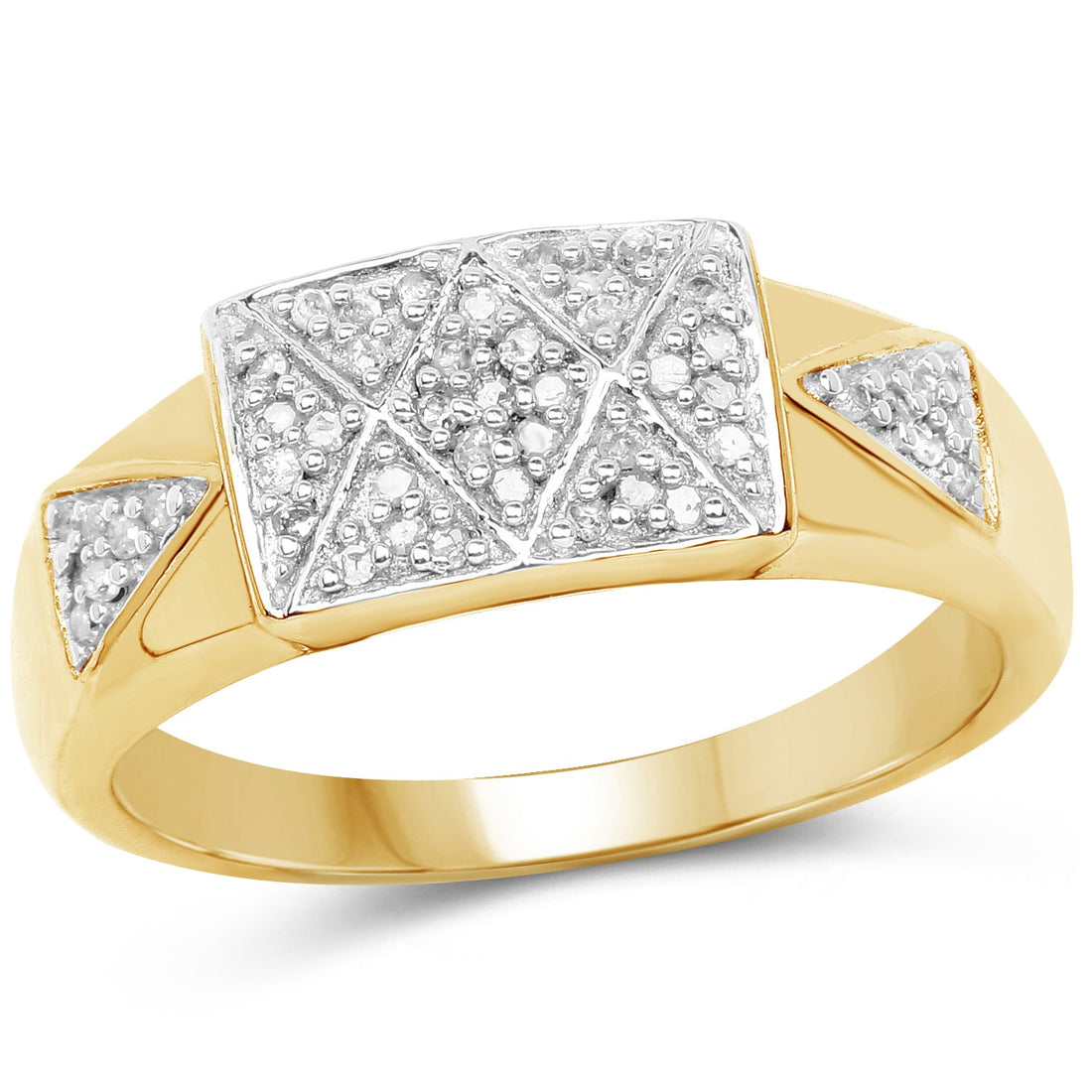 14K Yellow Gold Plated 0.21 Carat Genuine White Diamond .925 Sterling Silver Ring by Bids.com