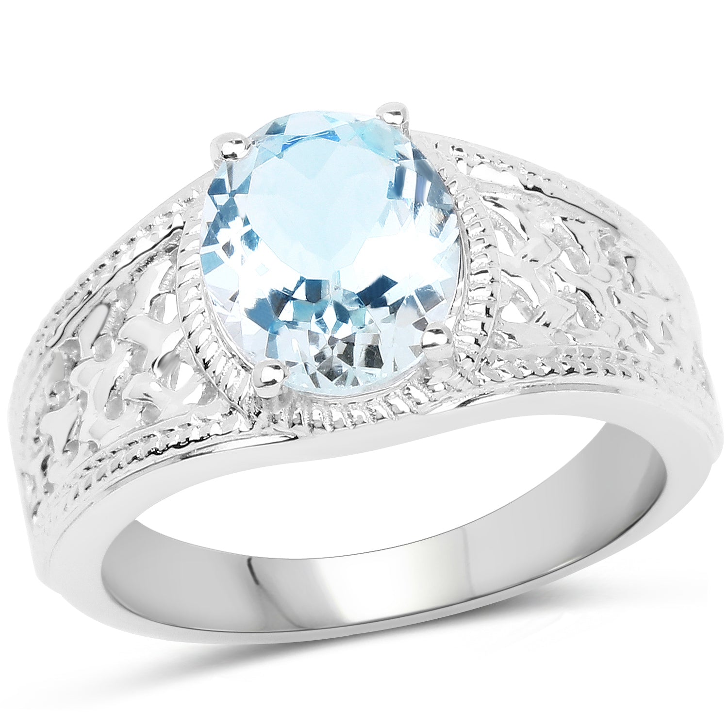 2.25 Carat Genuine Aquamarine .925 Sterling Silver Ring  DestGlow