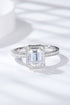 1 Carat Emerald-Cut Sparkala™ Platinum Over Pure Sterling Silver Halo Ring - DestGlow