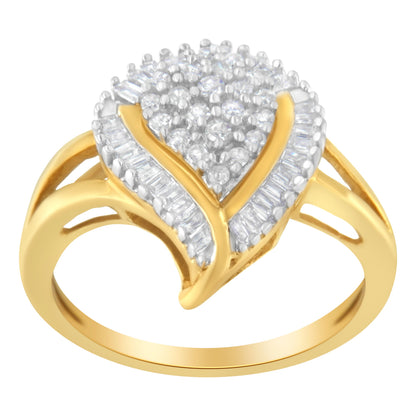 10K Yellow Gold Diamond Cluster Ring (1/2 Cttw, I-J Color, I1-I2 Clarity) - Size 8 by Bids.com