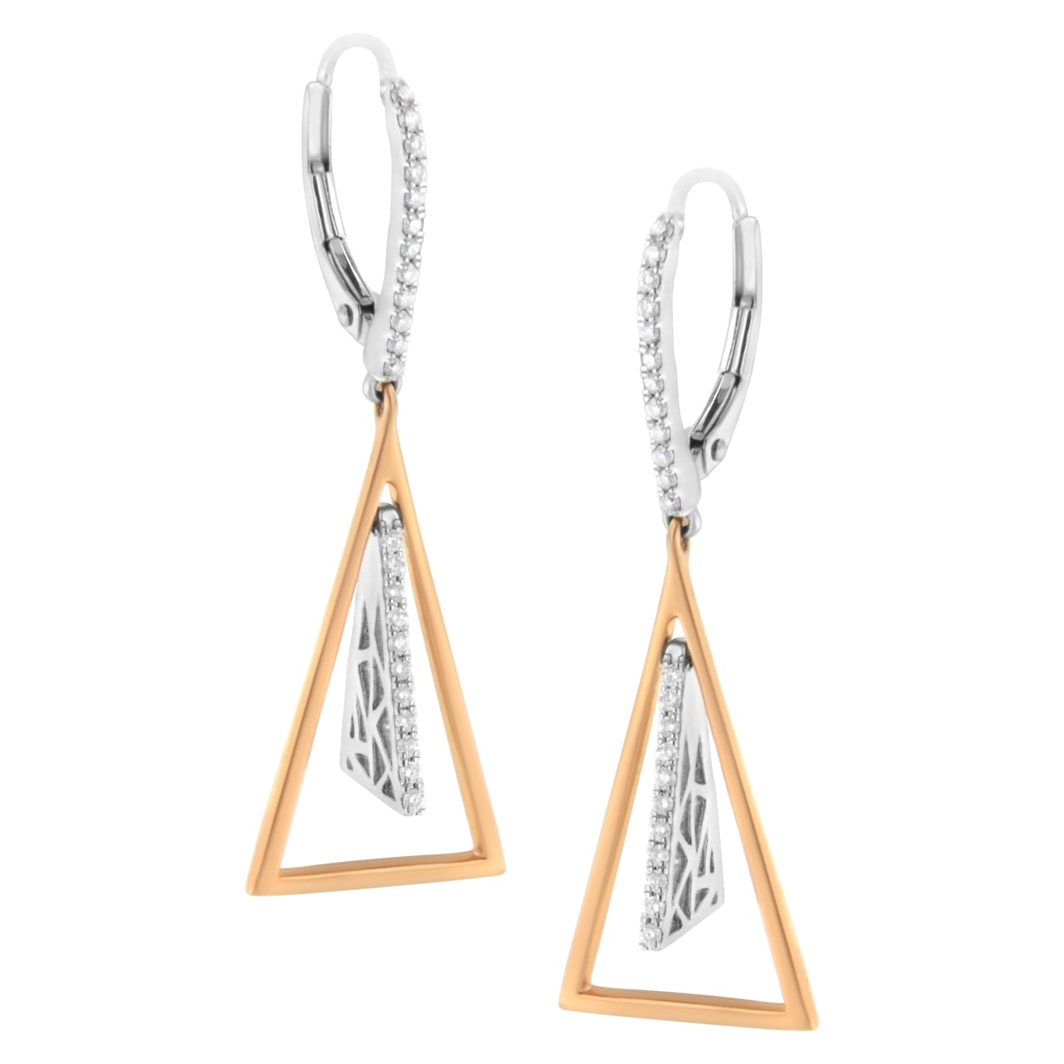 14K Rose and White Gold 3/8 Cttw Diamond Windchime Drop and Dangle Earring (G-H Color, SI1-SI2 Clarity) by Bids.com