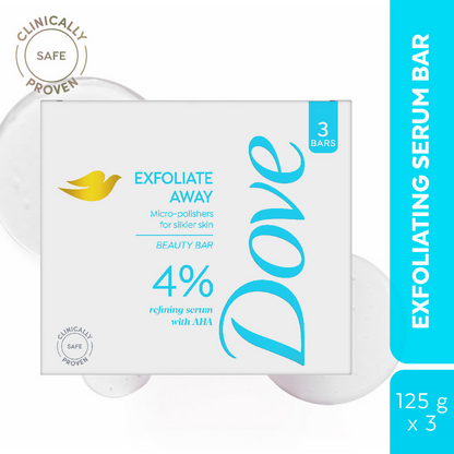 Dove Exfoliate Away Serum Beauty Bar with 4% Refining Serum + AHA