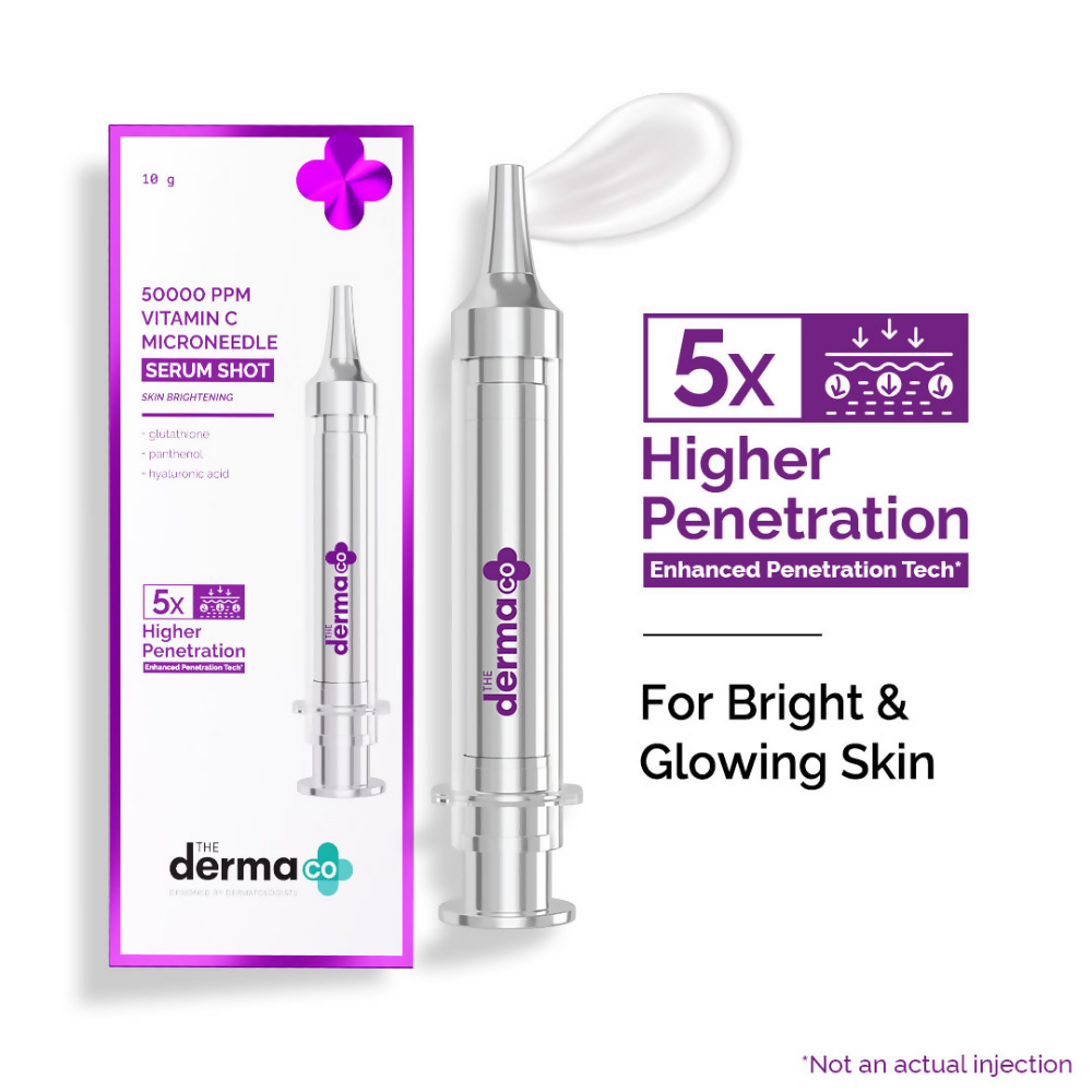 The Derma Co 50000 PPM Vitamin C Microneedle Face Serum Shot for Bright &amp; Glowing Skin