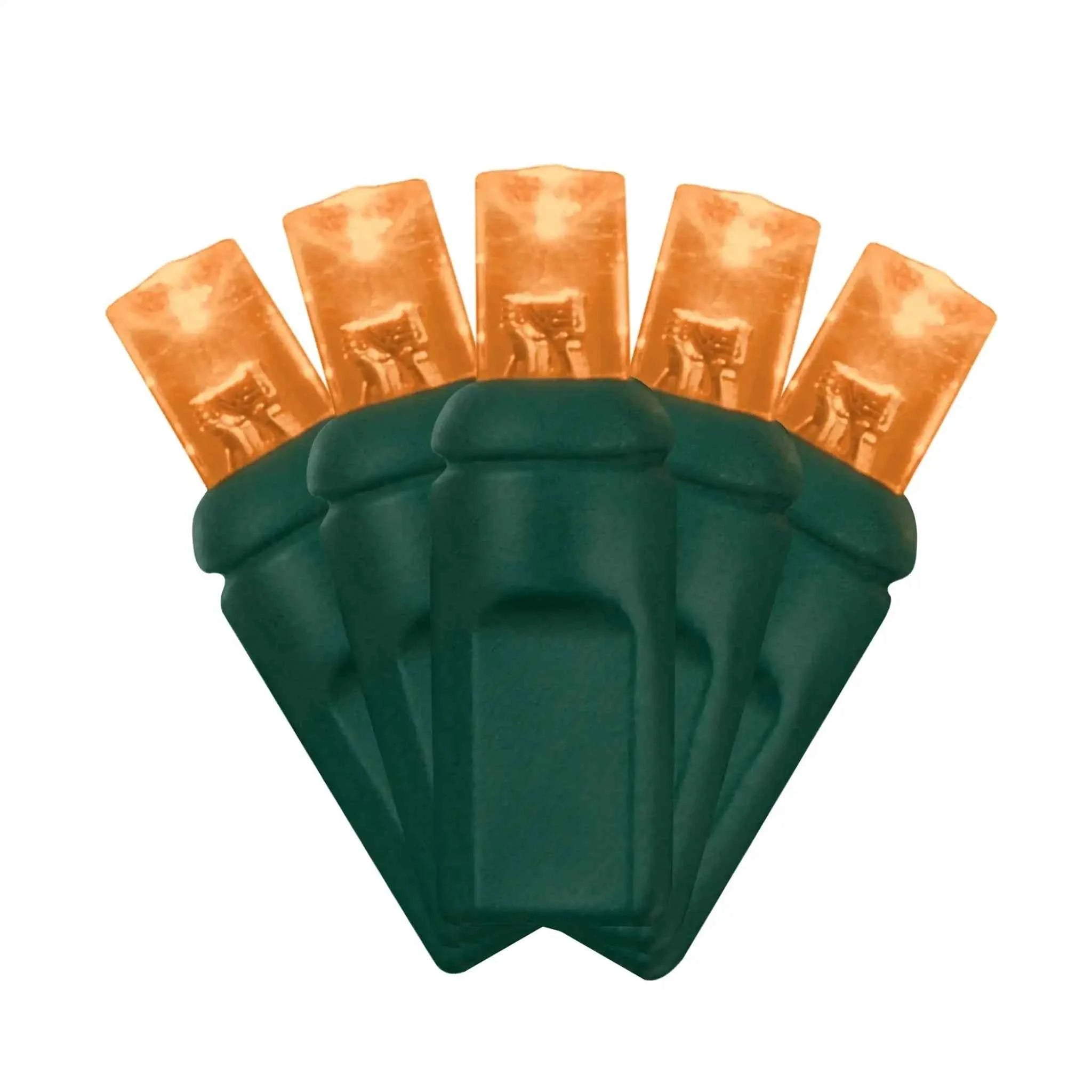 LED Mini Lights 5MM Orange Static Green Wire - 6" Spacing