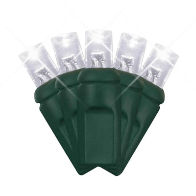 LED Mini Lights 5MM Cool White Twinkle Green Wire  6" Spacing