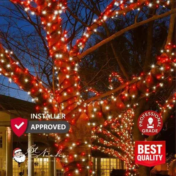 LED Mini Lights 5MM Red/Cool White Twinkle Green Wire - 6" Spacing