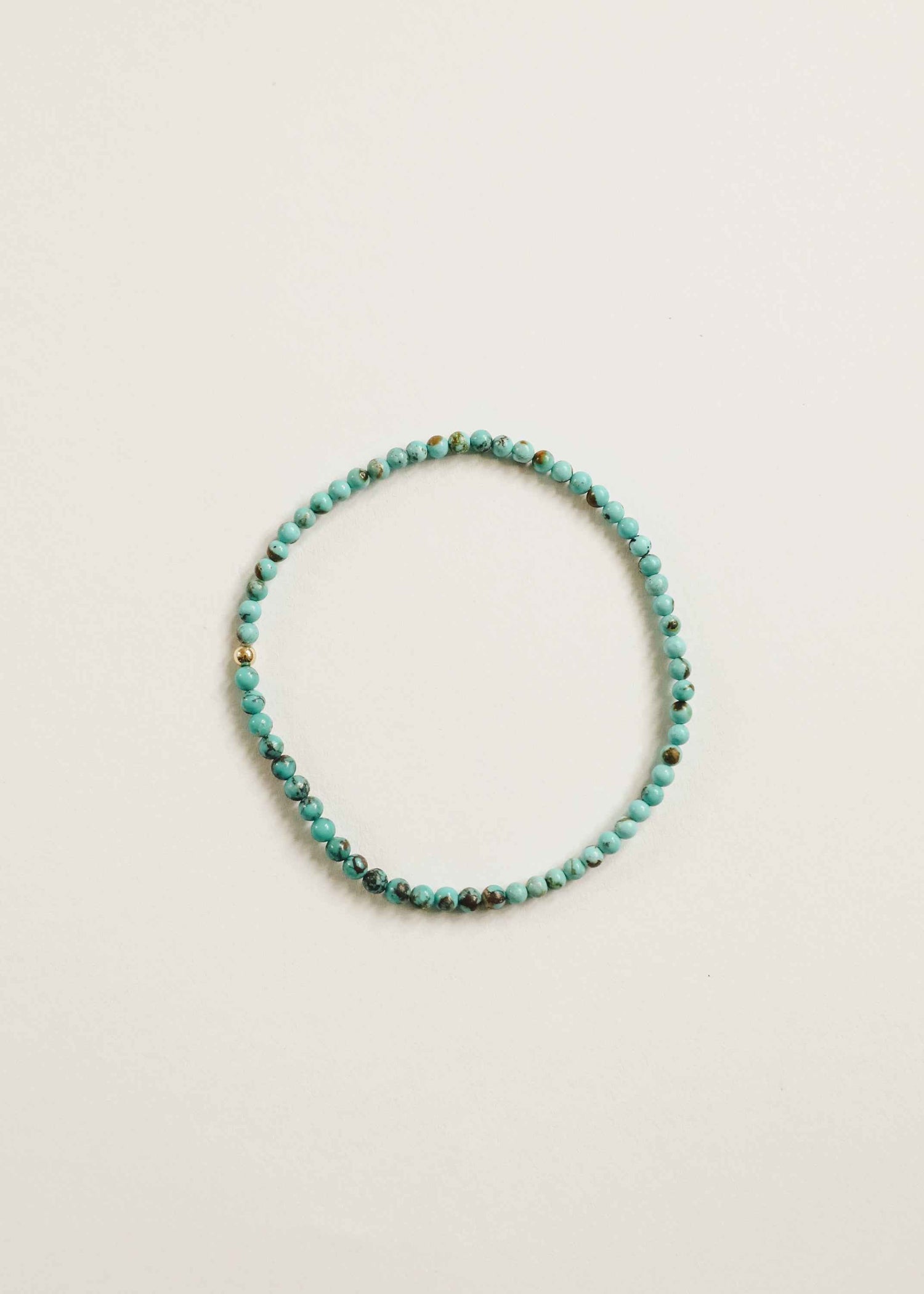 Natural Turquoise + 14K Gold Filled || Beaded Stretch Bracelet