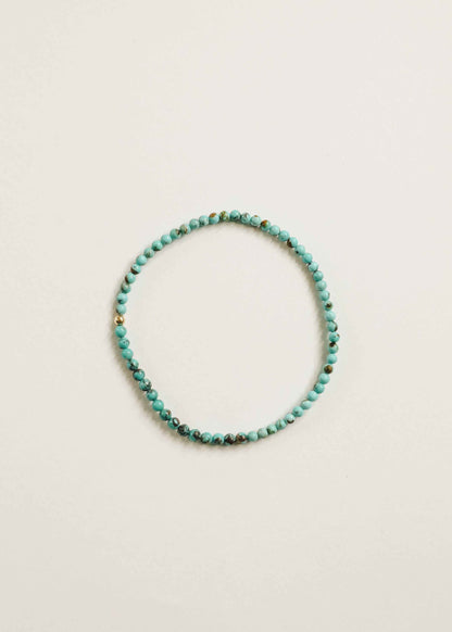 Natural Turquoise + 14K Gold Filled || Beaded Stretch Bracelet